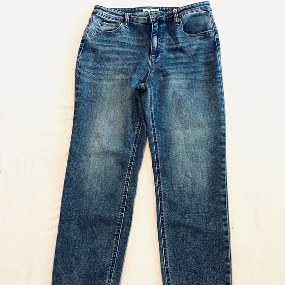 OAT jeans 10 high-waisted medium blue straight leg stretch - Picture 1 of 8